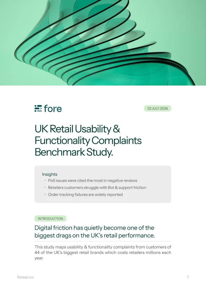 Cover of the white paper: UK Retail Usability & Functionality Complaints Benchmark Study